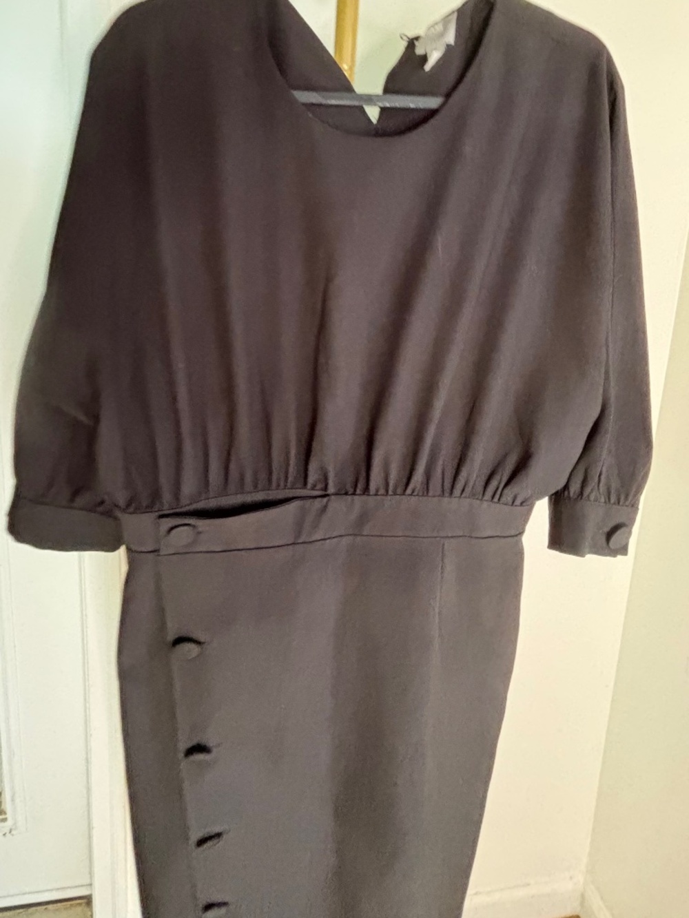 ASOS Black Draped Midi Dress | Size 16 | Effortless Sophisticated Style - Picture 2 of 10
